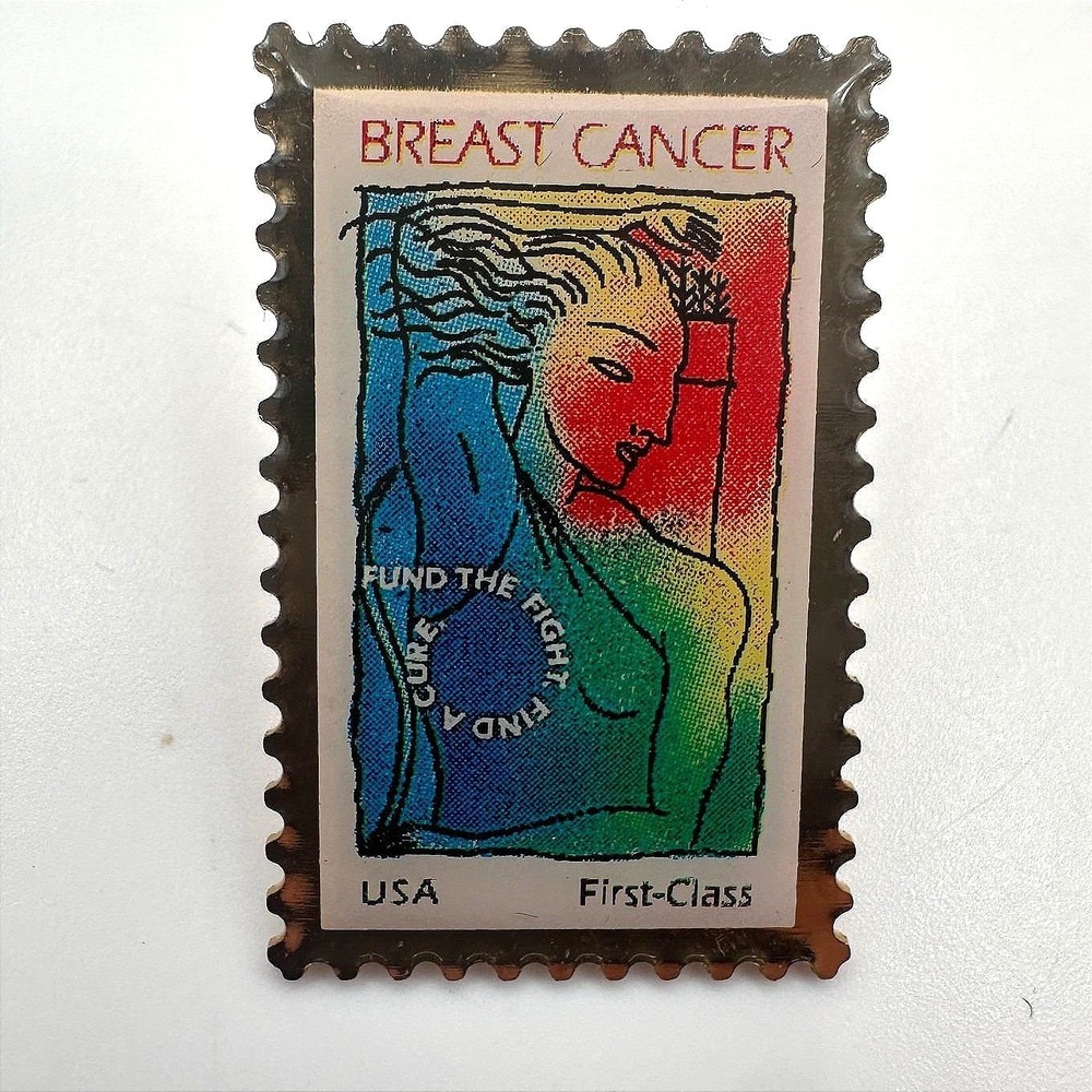 Vintage 90s Winco International Breast Cancer‎ Awareness USPS Stamp Brooch Pin